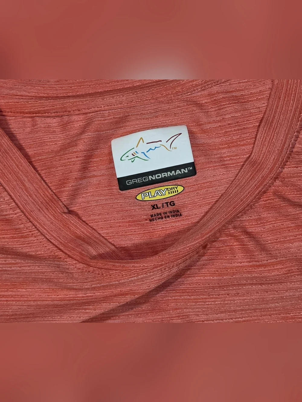 Greg Norman Shirt Mens XL Orange PlayDry Shark Performance Tee Golf Active